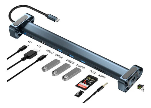 Adaptador Tipo C 10 En 1 A Usb, Hdmi, Sd, Lan, Audio, Tipo C