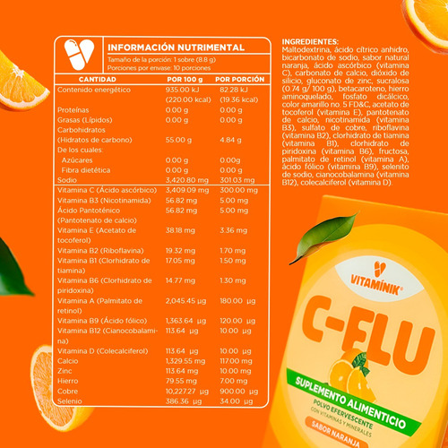 C-flu Vitamínik Suplemento Efervescente Naranja 10 Sobres Naranja
