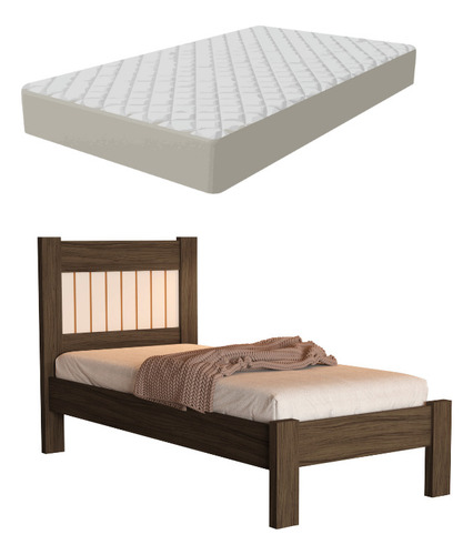 Cama Bella Solteiro Com Colchão Mdf 199cm 95cm