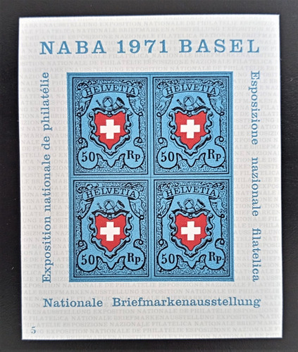 Suiza, Bloque Sc 530 Exposición Filatélica 1971 Mint L18945