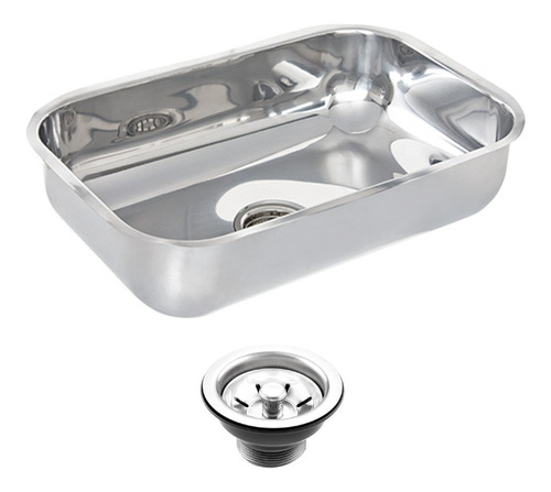 Cuba Inox Cozinha Nº2 56x34x17 Tecnocuba + Válvula 3 1/2''