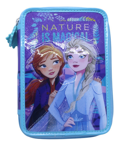 Cartuchera Cresko 2 Pisos Frozen Elsa Ana Relieve 3d Disney