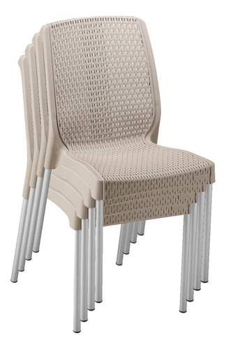 Conjunto 04 Cadeiras Plástica Alumínio Shia  Rimax