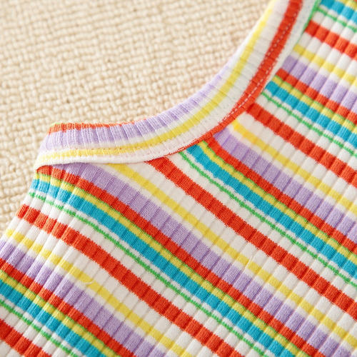 Mameluco De Punto De Verano Para Bebé Con Estampado De Rayas Beige 9-12 M Rayas