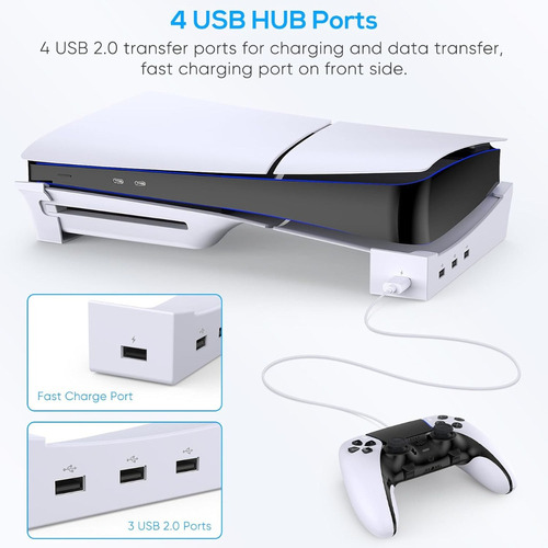 Soporte Horizontal Con 4 Puertos Usb Para Consola Ps5 Slim
