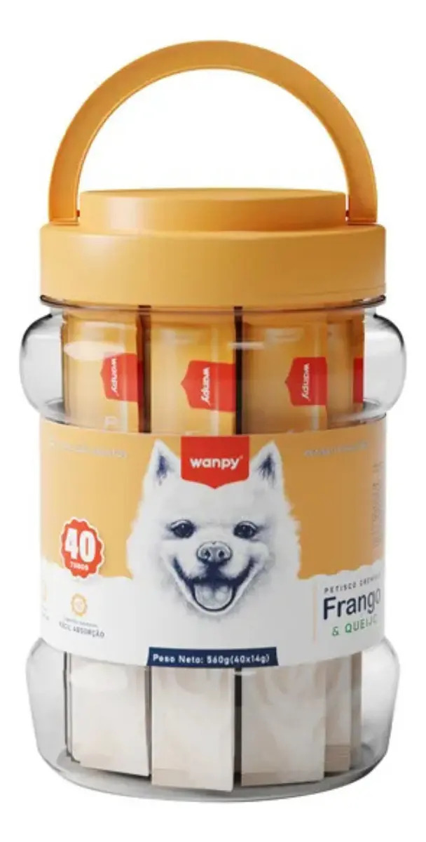Petisco Wanpy Creamy Truly P Cães Sabor Frango E Queijo 40un