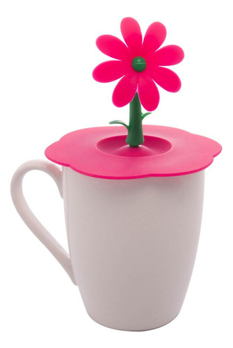 Tampa Lyor De Silicone Para Copos E Xícaras Flor Rosa 10,5cm