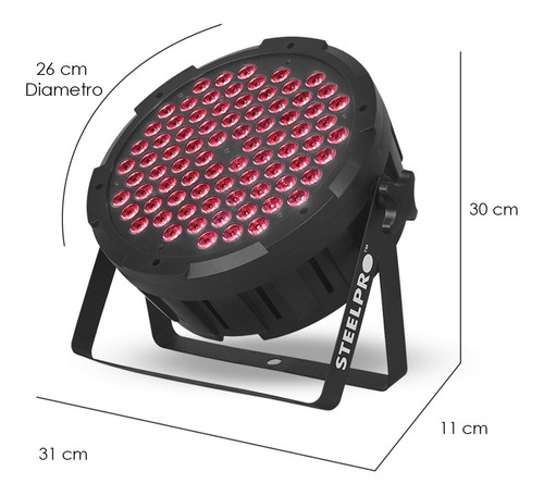 Imagen 4 de 5 de Cañon Led Par 80 Led X 3w Full Color Rgb - Steelpro