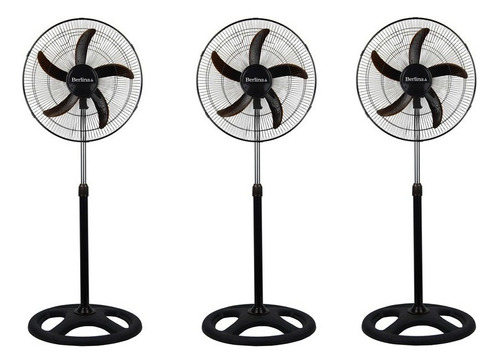 Ventilador De Pie Berlina 18  Negro 5 Aspas X3 Unidades