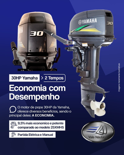 Motor De Popa Yamaha 30 Hp Hmhs  - 2 T -partida Manual
