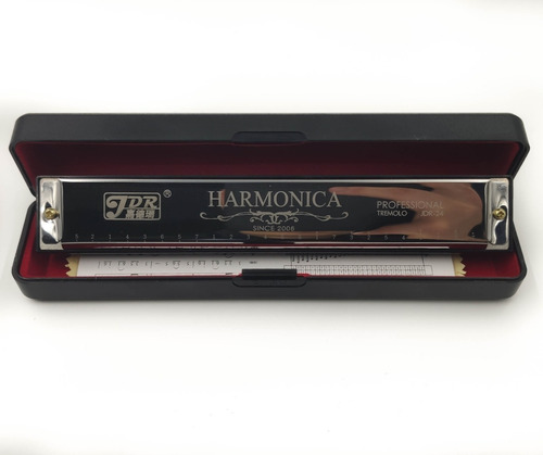 Armónica Jdr Profesional De 24 Huecos Dobles Plateada.
