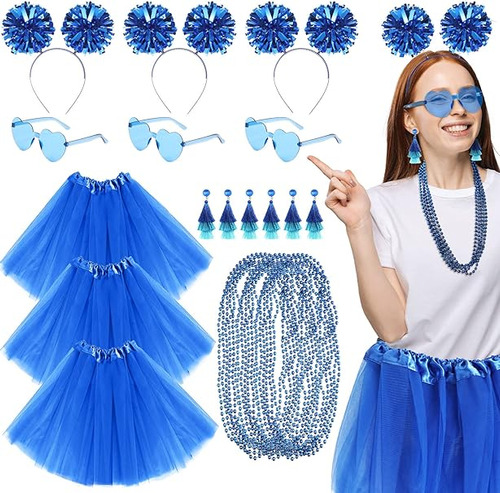 27 Piezas Disfraz Tutu Azul Para Mujer Juego Accesorios Azul