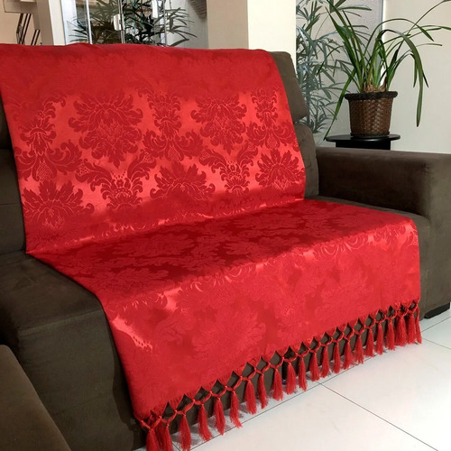 Manta Decorativa Jacquard Para Sofá 190x140cm Escolha Cor Vermelho Desenho