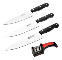 Comprar Juego Set 3 Cuchillos Boker Gourmet Chef + Afilador Magnum