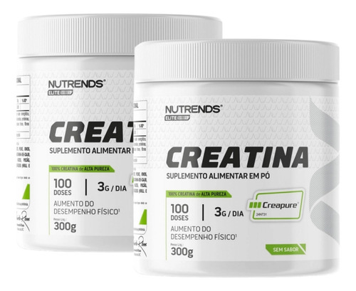 2x Creatina Creapure Elite Series Nutrends 300g Sabor Sem Sabor