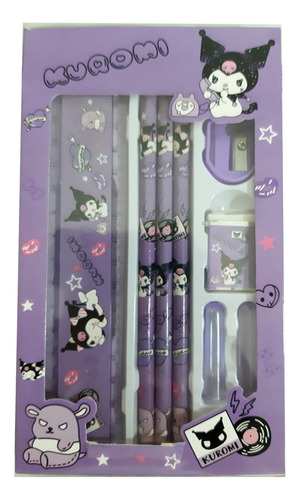 Set Sacapuntas Goma Regla Doble Lápices De Kuromi
