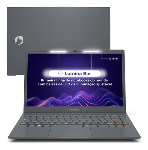 comprar Notebook Positivo Vision C14 Lumina Bar Celeron 8gb 256gb Emmc Tela 14 Polegadas Hd Antirreflexo Linux Tecla Link - Cinza