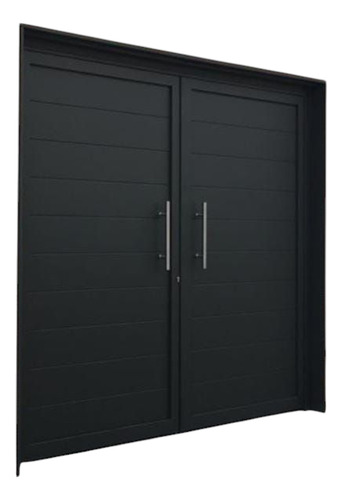 Portón De 2 Hojas Con Doble Barral Cromado Negro