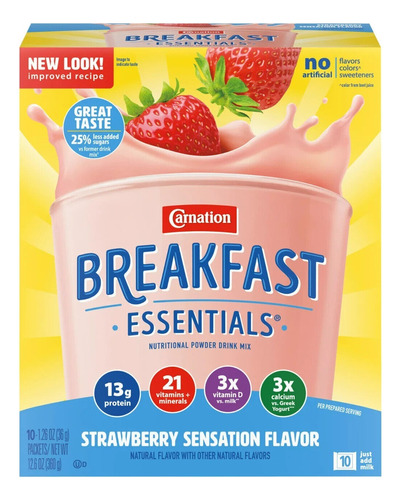 Carnation Desayuno(breakfast) Sabor Fresa 10 Pack