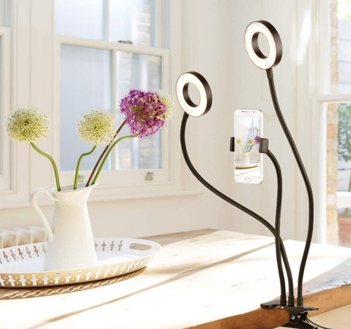 Aro Luz Led Doble Soporte Celular Flexible Pinza Videos