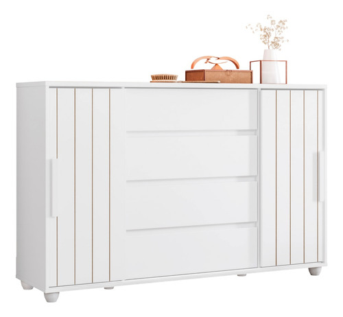 Cômoda Sap Quarto 150cm 2 Pts 4 Gav Flex Eve Bco/nature
