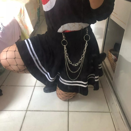 Cadena Triple Para Pantalón Estilo Urbano Rock Gótico 2607 Plateado