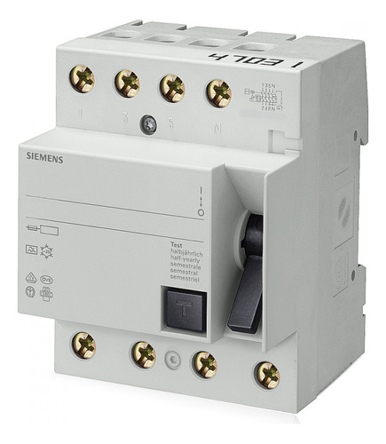 Módulo Siemens Dr 5sm3 de 4 polos 125a 30mA 400V