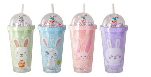 Vaso Con Bombilla Diseño Conejo Kawaii De 450ml