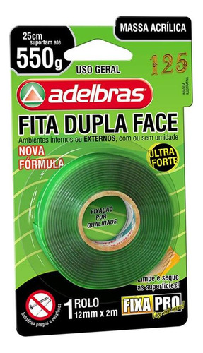 Fita Dupla Face Adelbras Interna Externa 12 X 2m 0815000016