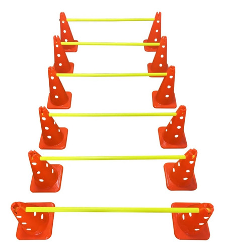 Set X12 Conos De Entrenamiento De 35cm + 6 Varillas De 1mt