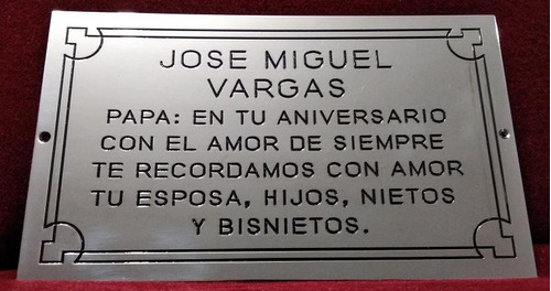 Placa Recordatoria Cementerio 25x15 Con Borde Completo