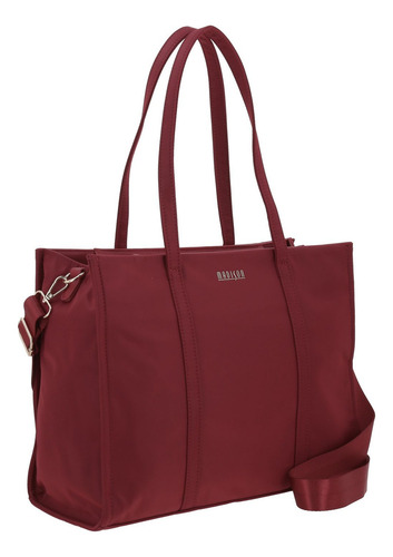 Bolso Tote Grande Madison Chenson Athziry Para Dama Juvenil Acabado De Los Herrajes Níquel Color Tinto Correa De Hombro Tinto Diseño De La Tela Liso