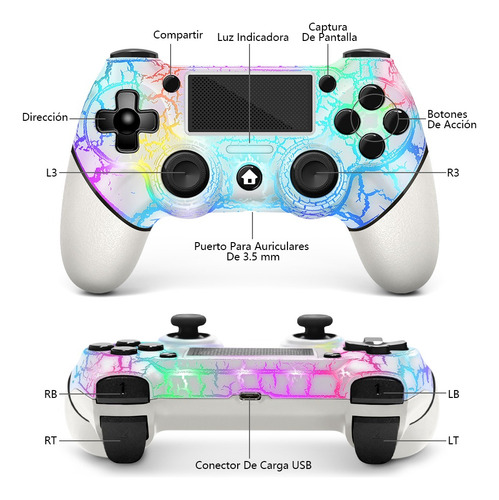 Mando Inalámbrico Para Ps4 Con Luz Rgb Compatible Con Ps4/pc