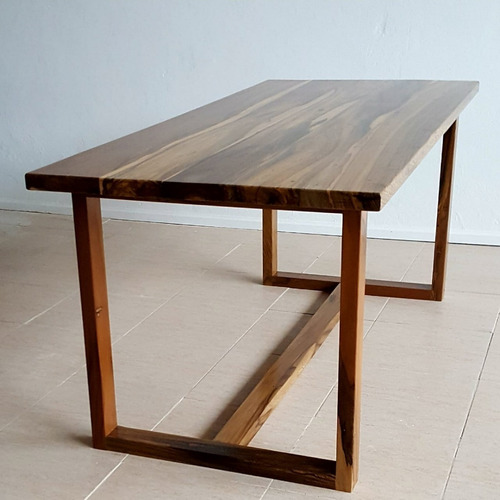 Imagen 7 de 10 de Mesa Madison De Comedor Madera Dura Maciza 4cm Espesor Guayubira 80x160cm Hidrolaqueada Y Patas De Madera