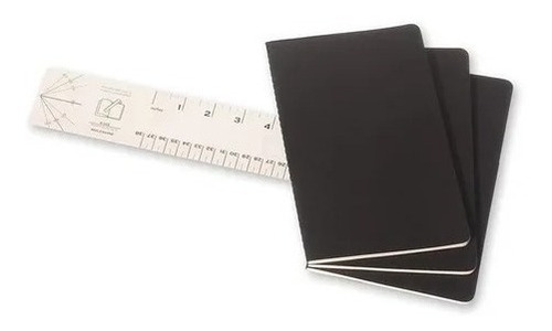 Caderneta Moleskine Cahier, Preto Com 3 Uni, Quadriculado G