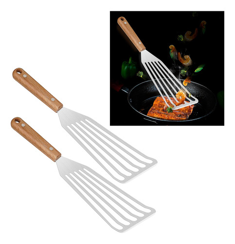 Espátula De Peixe Com Fenda Espátula De L Wood Handle