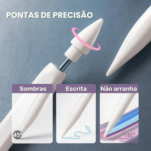 Kit 2 Pontas Extra Compatível Apple Pencil 1 2 Geração Ipad