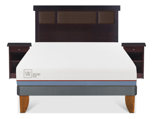 Cama Europea Excellence Plus 2p Bn New Dublin Choc S/t Blanco