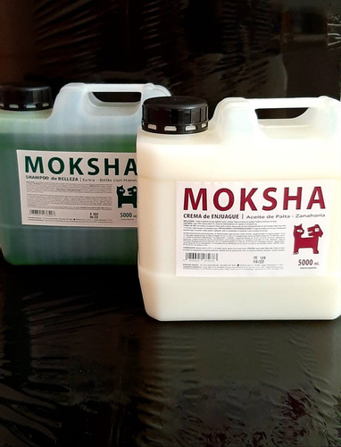 Shampoo Belleza Y Crema De Enjuague Moksha X 5 L