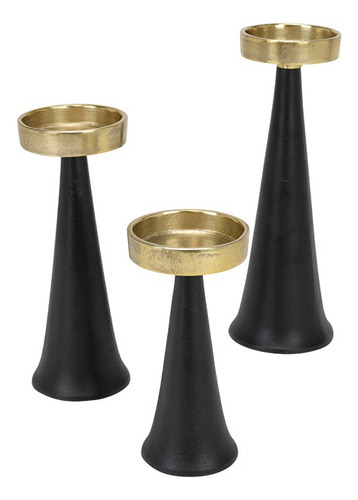 Candelabros De Aluminio Attica Juego De 3 Kabana 31-278 Negro