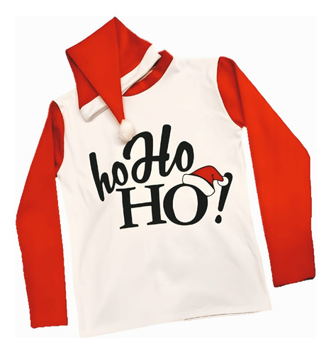 Playera Navidad Con Gorro Hohoho Manga Larga Para Hombre