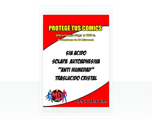 Comic Bags - ¡cuida Tu Comics! - (17,5x26,5) 80 Micro  X100u