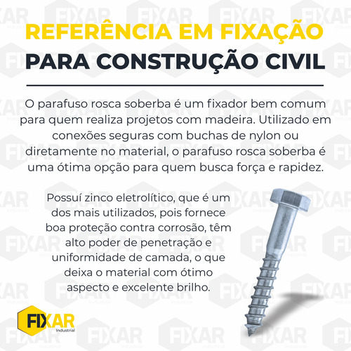 Parafuso Soberba Cab Sextavada 1/4x40 Caixa 1.000 Peças