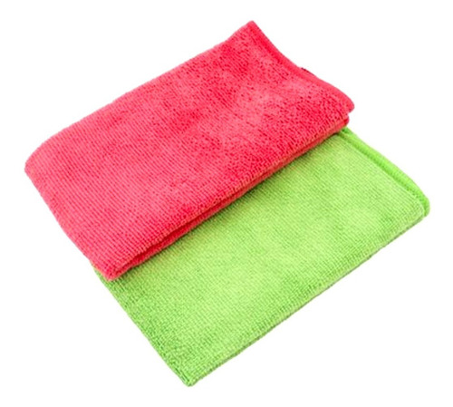 Imagen 4 de 9 de Paño 100% Microfibra Trapo Repasador Absorbente X 2 Unidades Color Rosa Y Verde