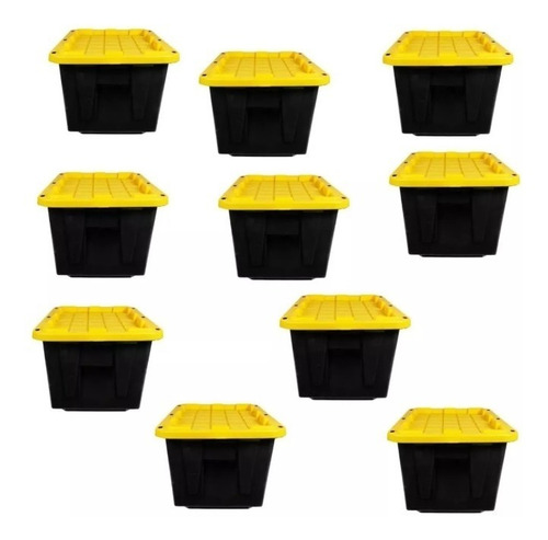 Caja Almacenamiento Uso Rudo Negra 102 Litros (10 Piezas)