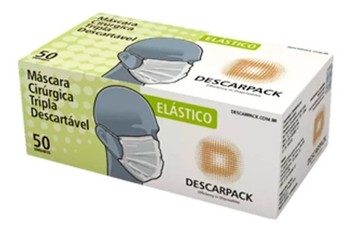 6 Cxs Máscara Descartável Tripla Descarpack  Azul Com 50 Uni