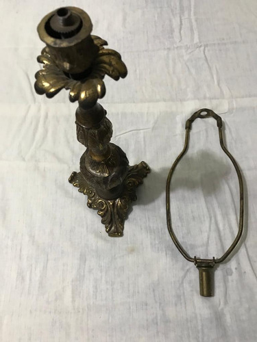 Lampara Antigua De Bronce Sin Pantalla Alto 20 Cms