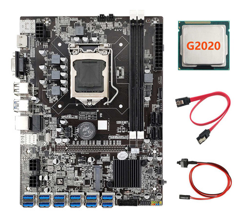 Placa Base B75 Usb Eth Mining, Cpu G2020, Cable De Conmutaci