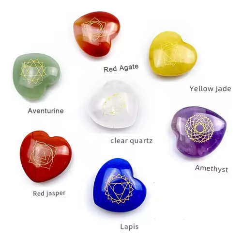Juego 7 Chakras Chacras Collar - Pulsera - 7 Corazones- Bio
