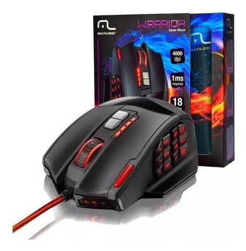 Mouse Gamer Laser Warrior Mo206 4000dpi Usb Preto